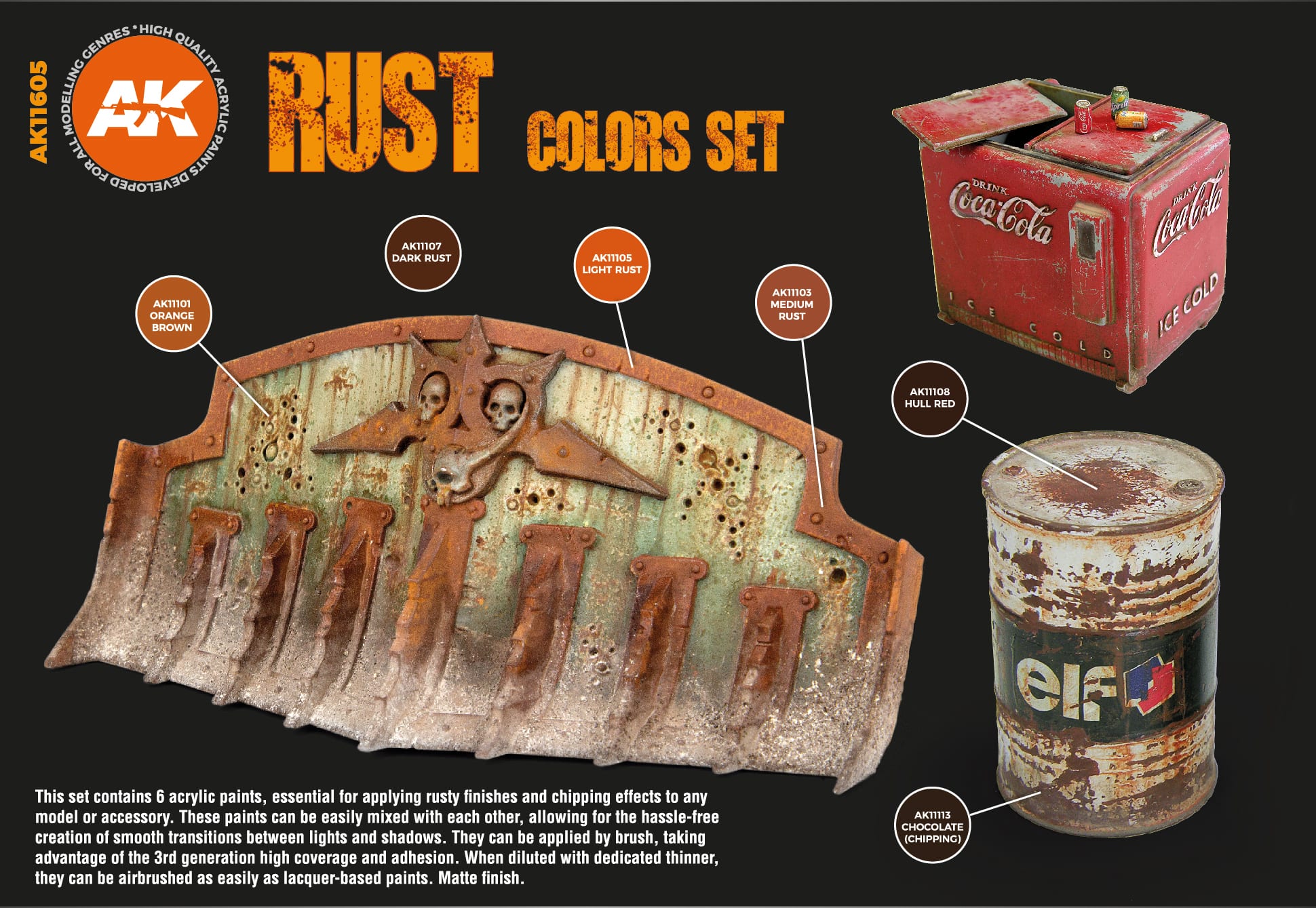 AK Interactive 3rd Gen Acrylic Rust & Abandoned Set - Loaded Dice