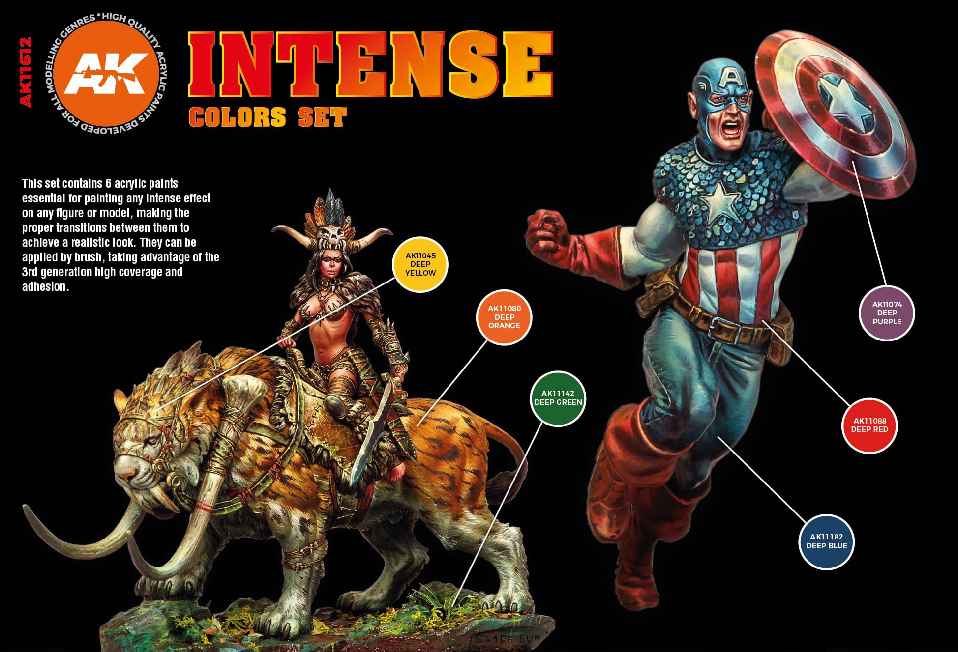 AK Interactive 3rd Gen Acrylic Intense Colors Set AK11612 - Loaded Dice