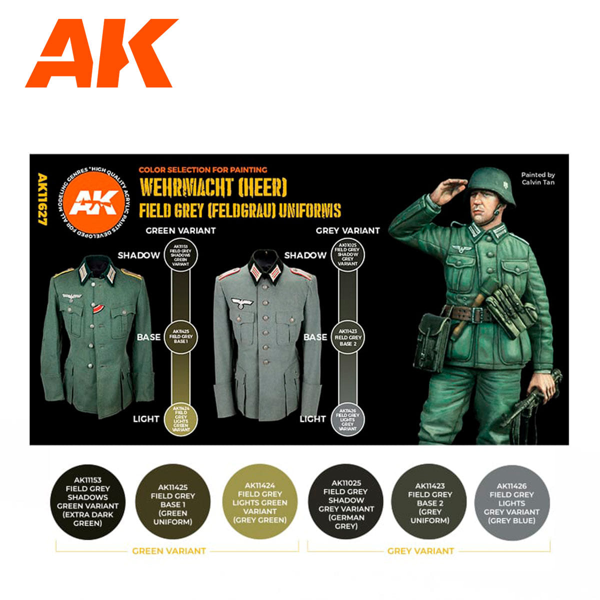AK Interactive 3rd Gen Figure Paint Set - German Field Grey Uniforms - Loaded Dice