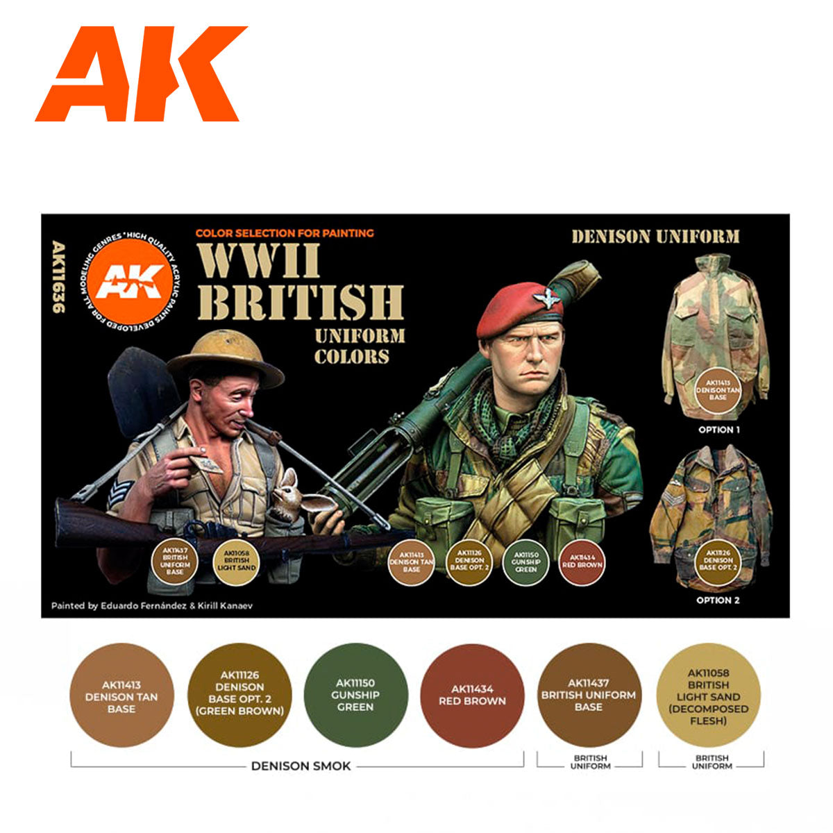 AK Interactive 3rd Gen Figure Paint Set - WWII British Uniform Colors - Loaded Dice