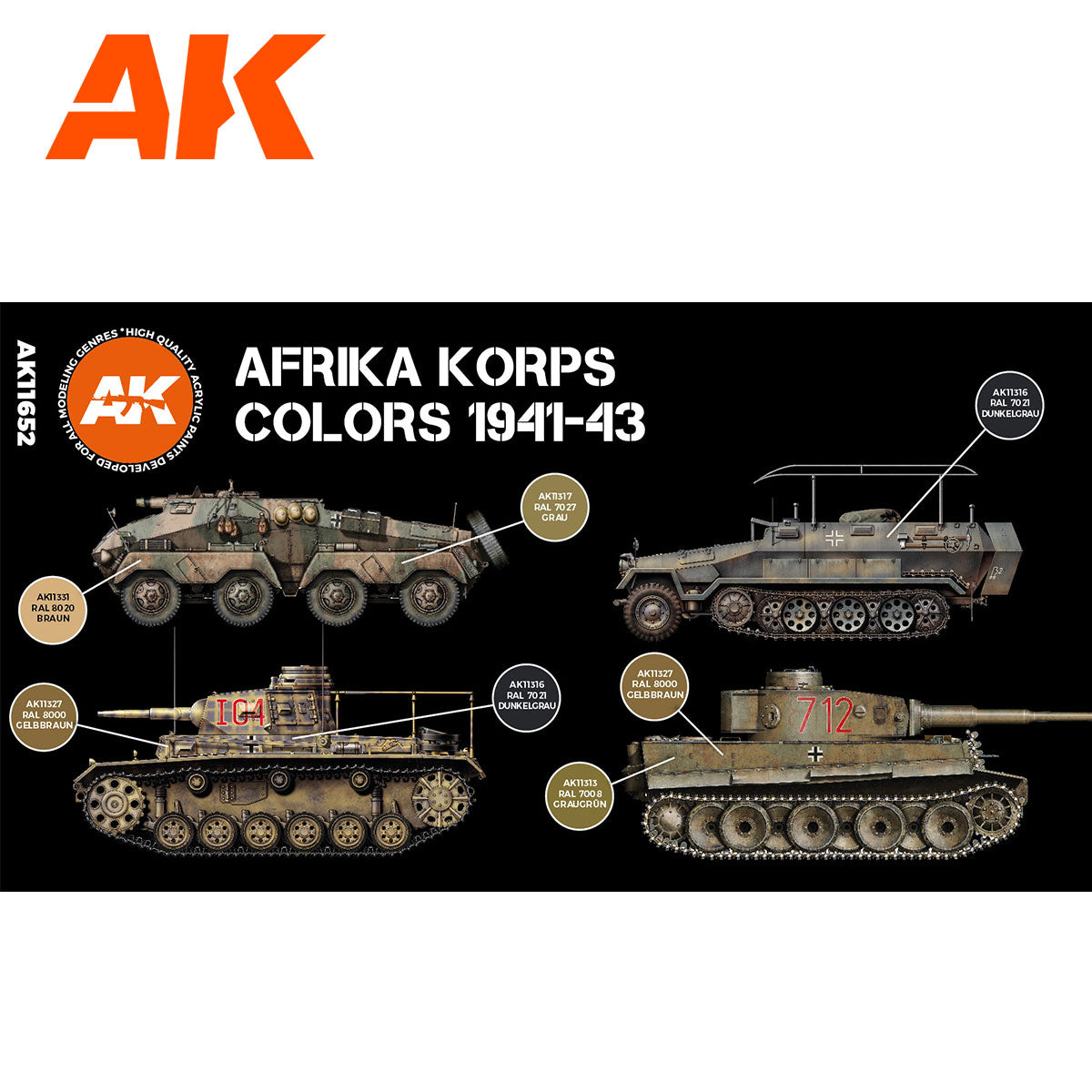 AK Interactive 3rd Gen AFV Paint Set - Afrika Korps - Loaded Dice