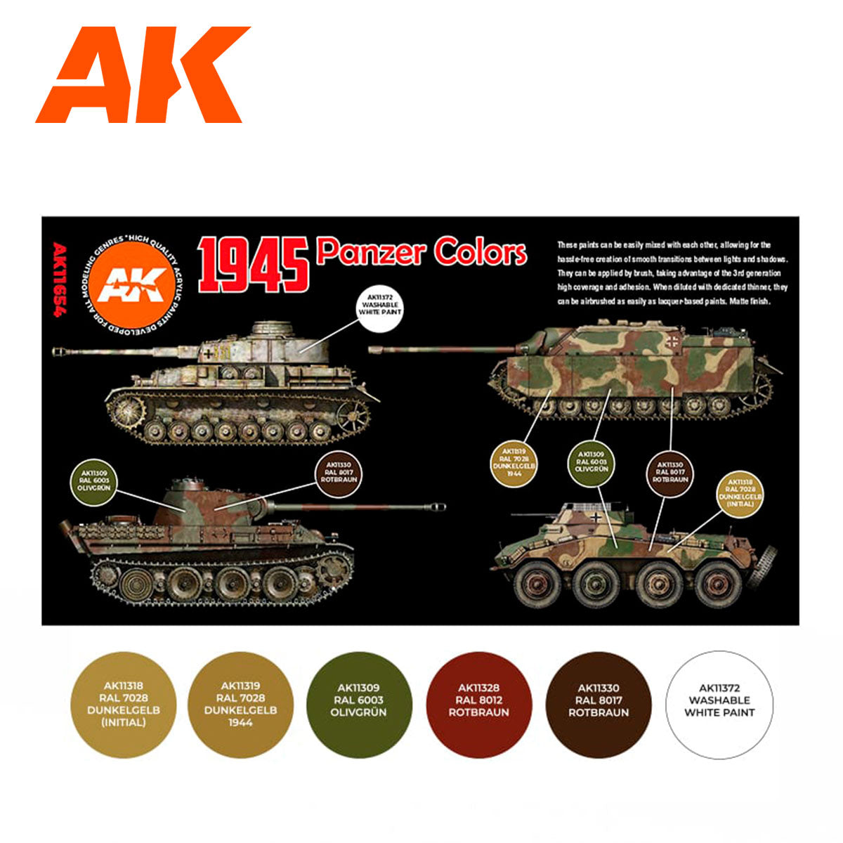 AK Interactive 3rd Gen AFV Paint Set - 1945 Panzer Colors - Loaded Dice
