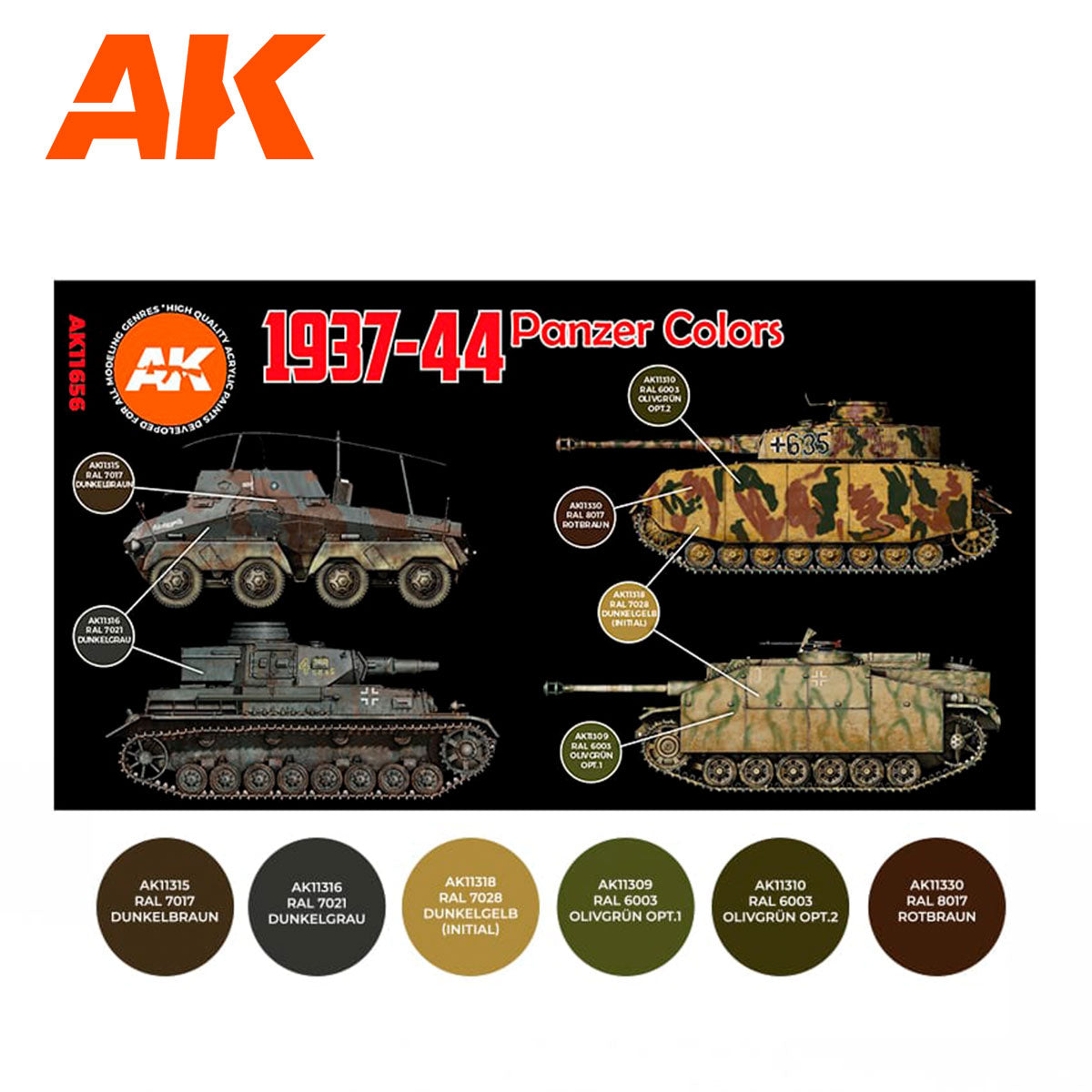 AK Interactive 3rd Gen AFV Paint Set - German Panzer Colors 1937-44 - Loaded Dice
