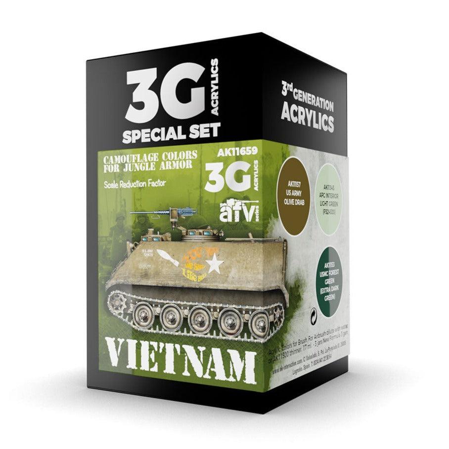 AK Interactive 3rd Gen AFV Paint Set - Vietnam Camouflage Colors for Jungle Colors AK11659 - Loaded Dice