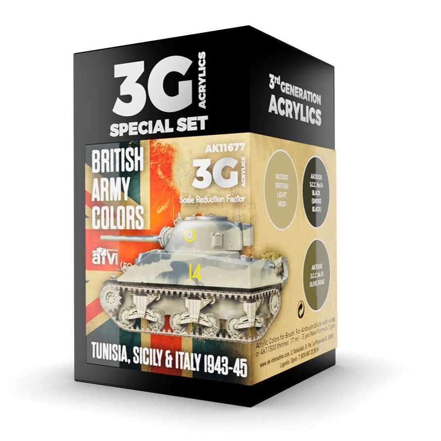 AK Interactive 3rd Gen AFV Paint Set - British Army Colors Tunisia, Sicily & Italy 1943-45 AK11677 - Loaded Dice