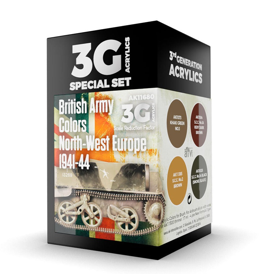 AK Interactive 3rd Gen AFV Paint Set - British Army Colors Europe 1941-44 AK11680 - Loaded Dice