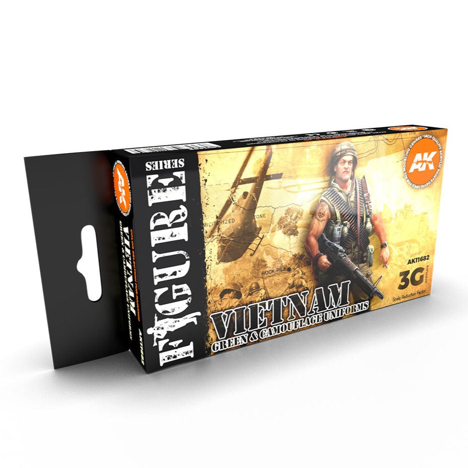 AK Interactive 3rd Gen AFV Paint Set - Vietnam Green & Camouflage Colors - Loaded Dice