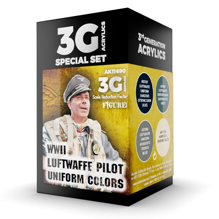 AK Interactive 3rd Gen Aircraft Paint Set - WWII Luftwaffe Uniform Colors AK11690 - Loaded Dice