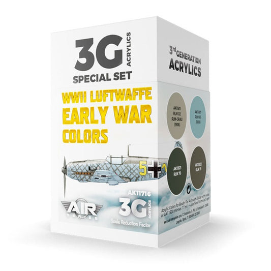 AK Interactive 3rd Gen Aircraft Paint Set - WWII Luftwaffe Early War Colors Set - Loaded Dice