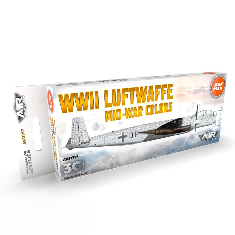 AK Interactive 3rd Gen Aircraft Paint Set - WWII Luftwaffe Mid-War Colors Set - Loaded Dice
