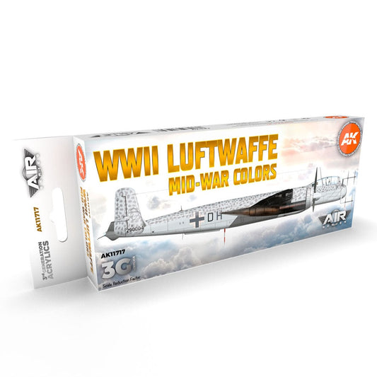 AK Interactive 3rd Gen Aircraft Paint Set - WWII Luftwaffe Mid-War Colors Set - Loaded Dice