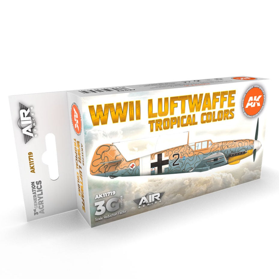 AK Interactive 3rd Gen Aircraft Paint Set - WWII Luftwaffe Tropical Colors Set - Loaded Dice