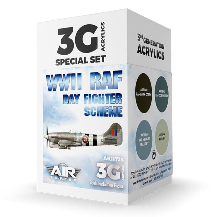 AK Interactive 3rd Gen Aircraft Paint Set - WWII RAF Day Fighter Scheme Set - Loaded Dice