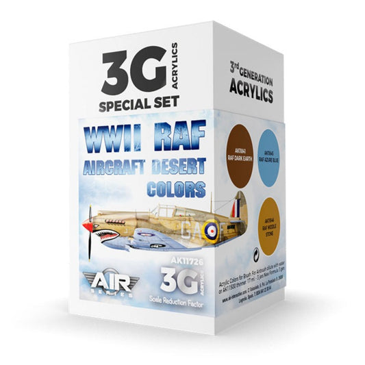 AK Interactive 3rd Gen Aircraft Paint Set - WWII RAF Aircraft Desert Colors Set - Loaded Dice