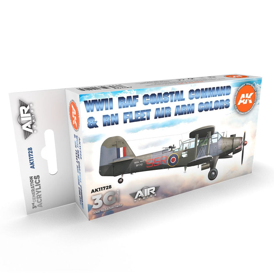 AK Interactive 3rd Gen Aircraft Paint Set - WWII RAF Coastal Command & RN Fleet Air Arm Set - Loaded Dice