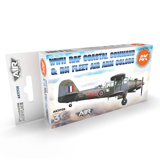 AK Interactive 3rd Gen Aircraft Paint Set - WWII RAF Coastal Command & RN Fleet Air Arm Set - Loaded Dice