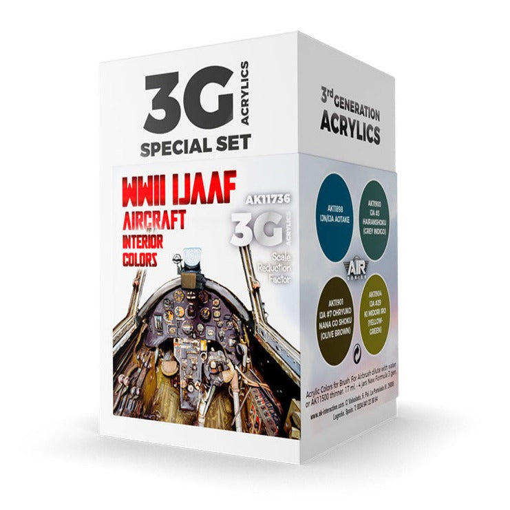 AK Interactive 3rd Gen Aircraft Paint Set - WWII IJAAF Aircraft Interior Colors Set - Loaded Dice