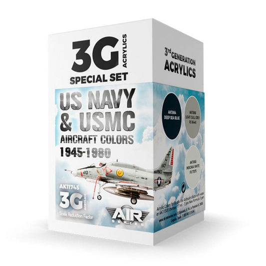 AK Interactive 3rd Gen Aircraft Paint Set - US Navy & USMC Aircraft Colors 1945-1980 Set - Loaded Dice