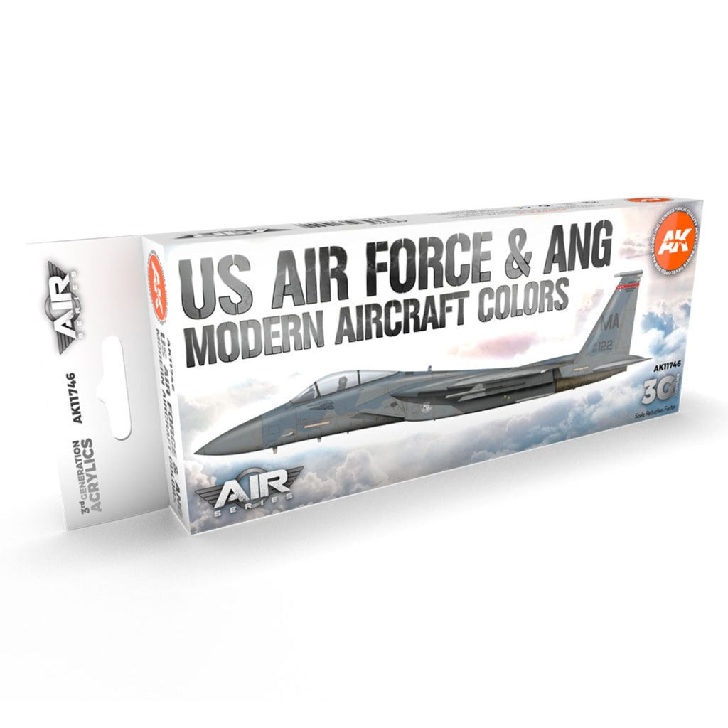 AK Interactive 3rd Gen Aircraft Paint Set - US Air Force & ANG Modern Aircraft Colors Set - Loaded Dice