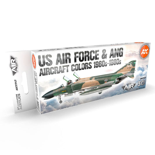 AK Interactive 3rd Gen Aircraft Paint Set - US Air Force & ANG Aircraft 1960s-1980s Set - Loaded Dice