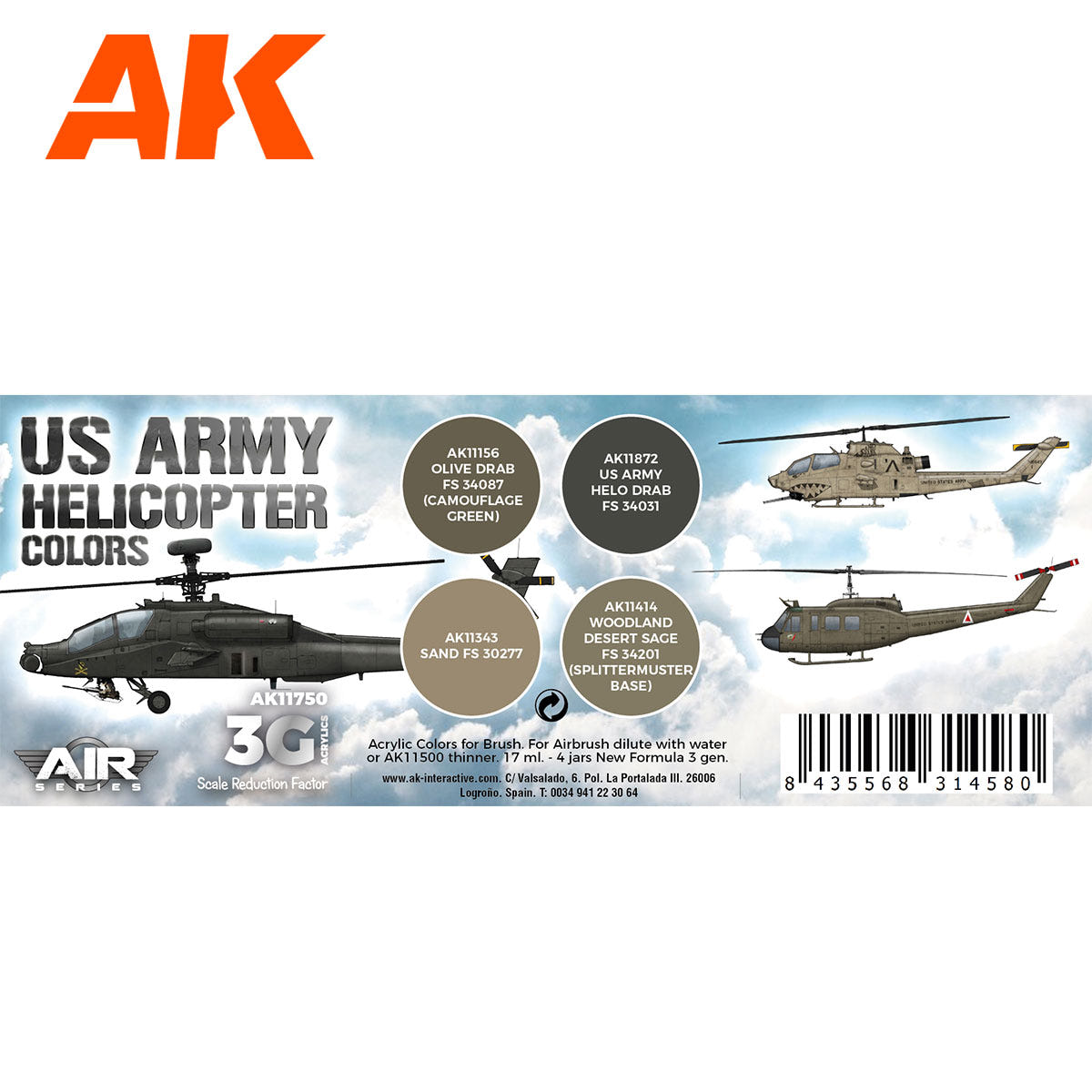 3rd Gen Aircraft Paint Set - US Army Helicopter Colors Set - Loaded Dice