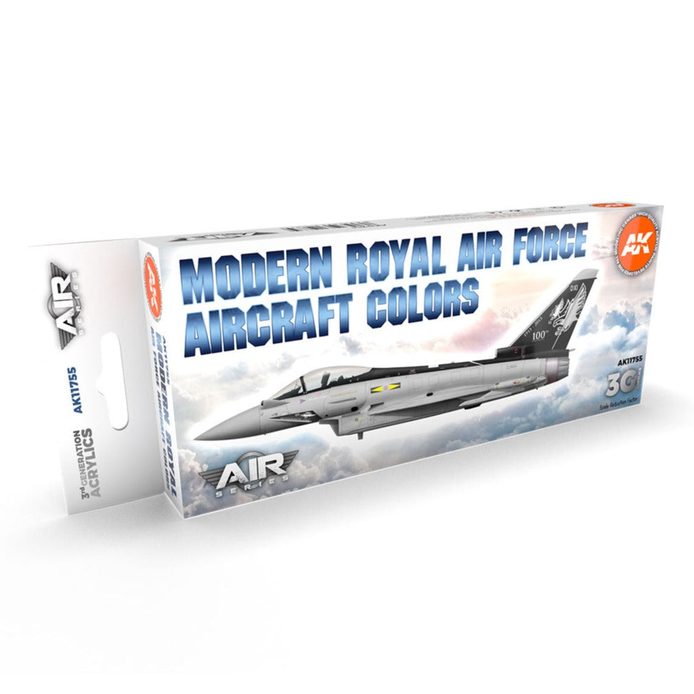 AK Interactive 3rd Gen Aircraft Paint Set - Modern Royal Air Force Aircraft Colors Set - Loaded Dice