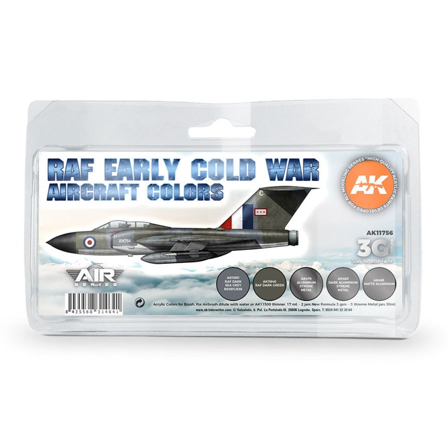 AK Interactive 3rd Gen Aircraft Paint Set - Early Cold War RAF Aircraft Colors Set - Loaded Dice