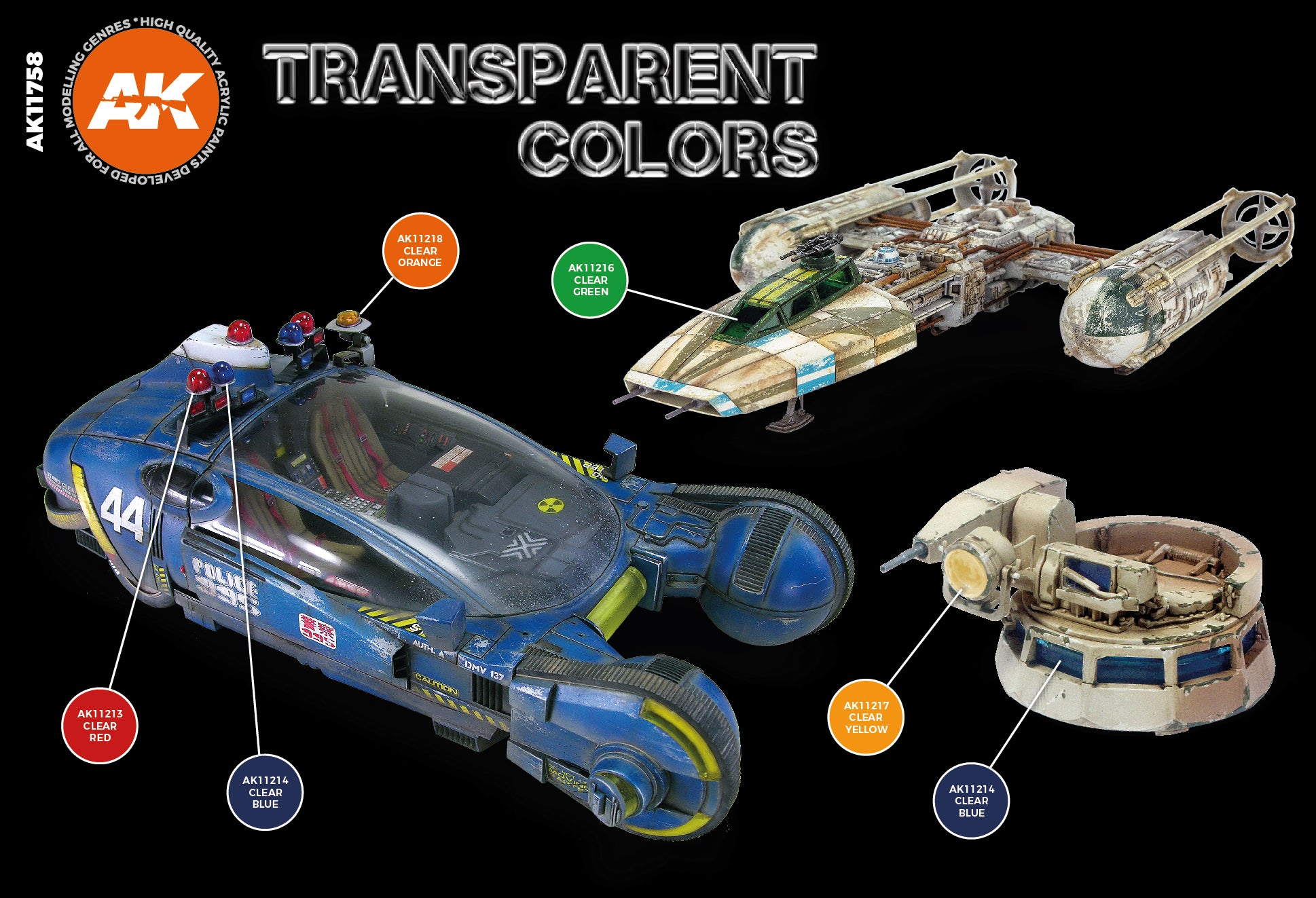 AK Interactive 3rd Gen Acrylic Transparent Colors Set (AK11758) - Loaded Dice