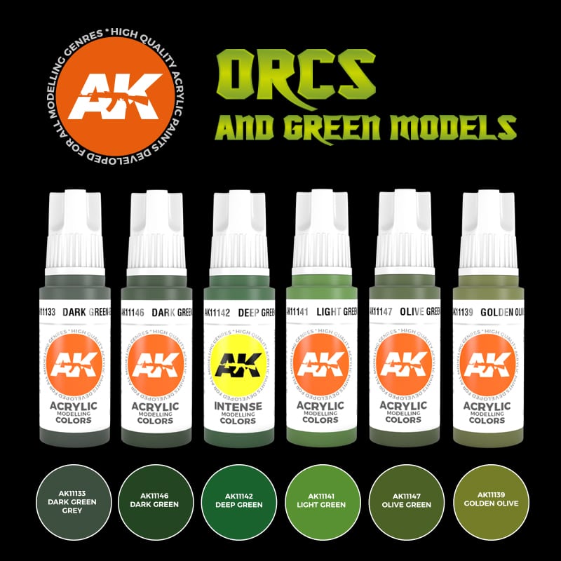 AK Interactive 3rd Gen Acrylics Orcs & Green Creatures Set (AK11600) - Loaded Dice