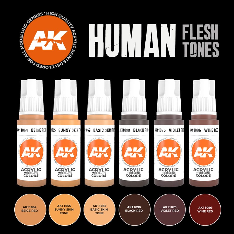 AK Interactive 3rd Gen Acrylics Human Flesh Tones Set - Loaded Dice