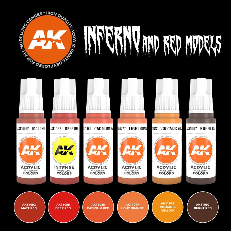 AK Interactive 3rd Gen Acrylics Inferno & Red Creatures Set AK11604 - Loaded Dice