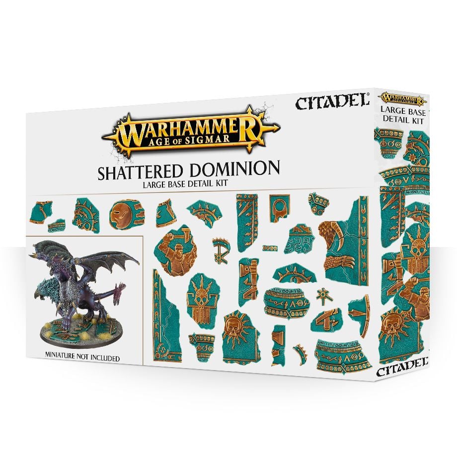 Games Workshop Citadel Shattered Dominion Large Base Detail Kit box with painted rubble and a based monster