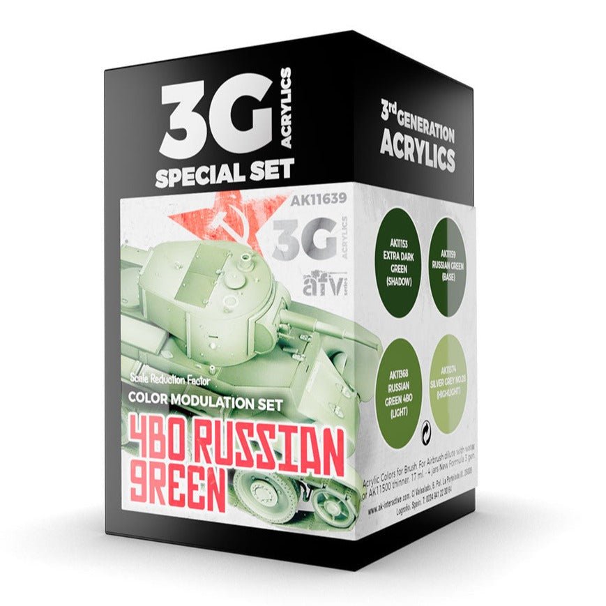 AK Interactive 3rd Generation acrylic paint set 4BO Russian Green Modulation Set