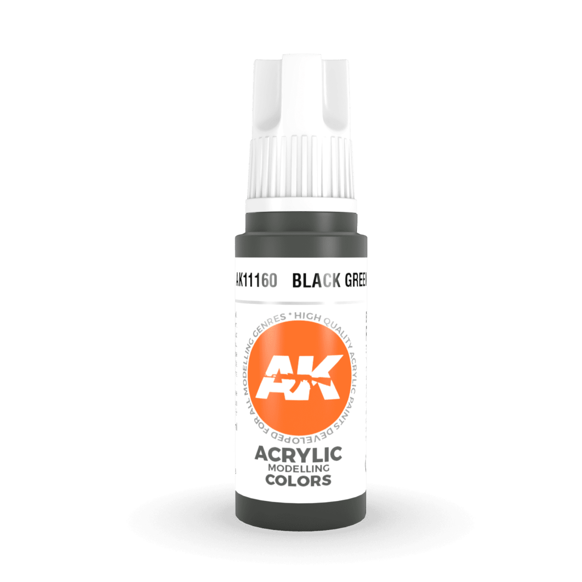 AK Interactive 3rd Generation acrylic paint Black Green 17ml dropper bottle