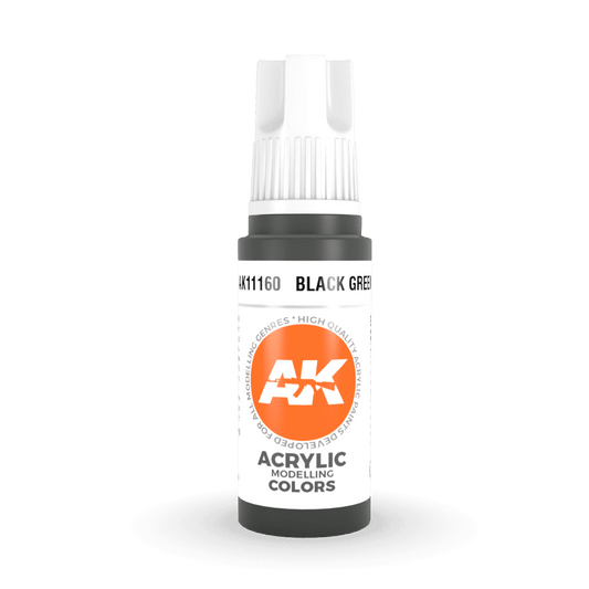AK Interactive 3rd Generation acrylic paint Black Green 17ml dropper bottle