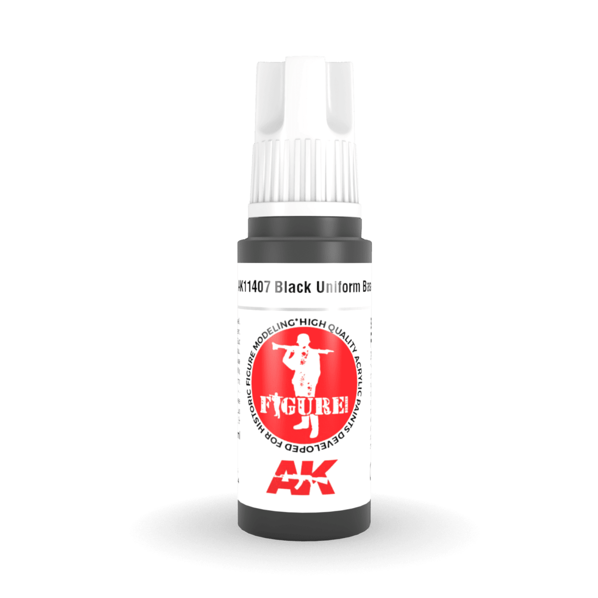 AK Interactive 3rd Generation acrylic paint Black Uniform Base 17ml dropper bottle