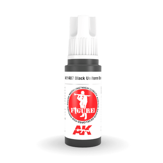 AK Interactive 3rd Generation acrylic paint Black Uniform Base 17ml dropper bottle