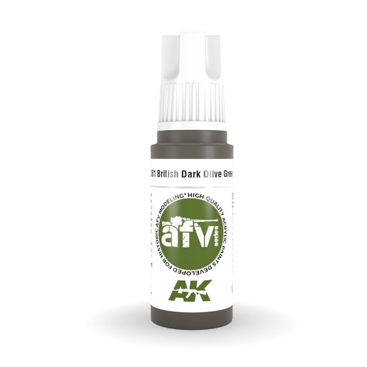 AK Interactive 3rd Generation acrylic paint British Dark Olive Green PFI 17ml dropper bottle