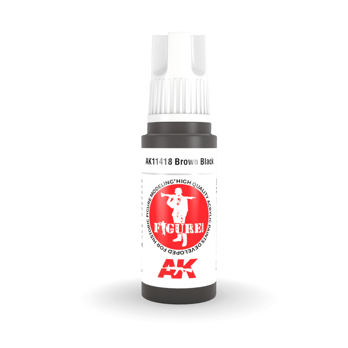 AK Interactive 3rd Generation acrylic paint Brown Black 17ml dropper bottle