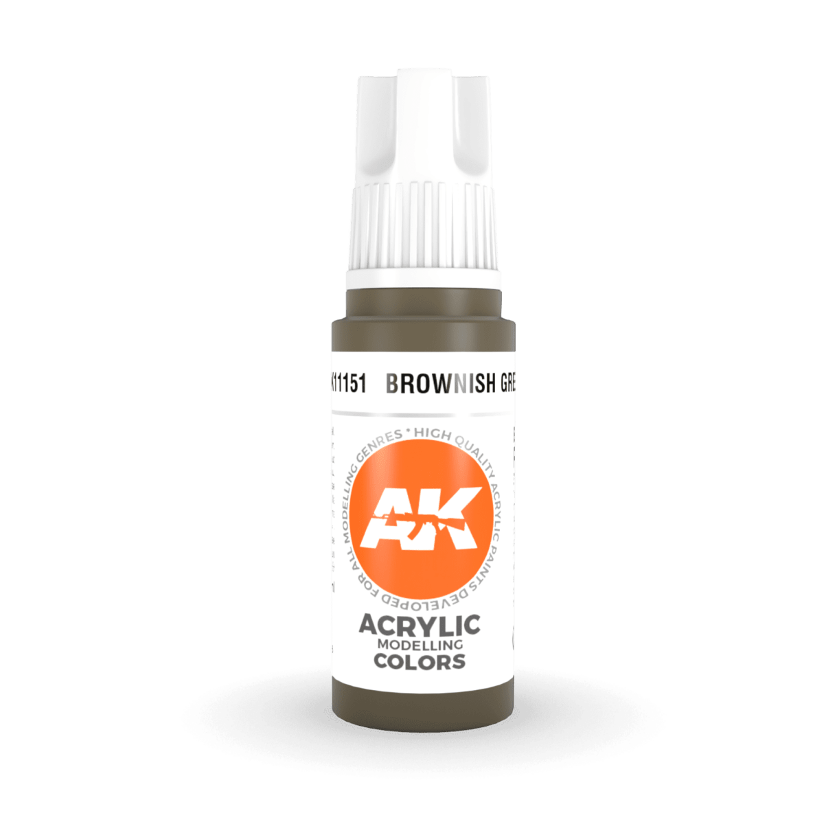 AK Interactive 3rd Generation acrylic paint Brownish Green 17ml dropper bottle
