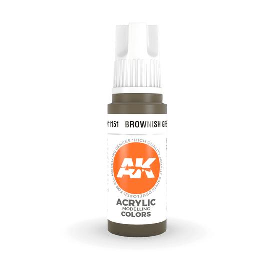 AK Interactive 3rd Generation acrylic paint Brownish Green 17ml dropper bottle