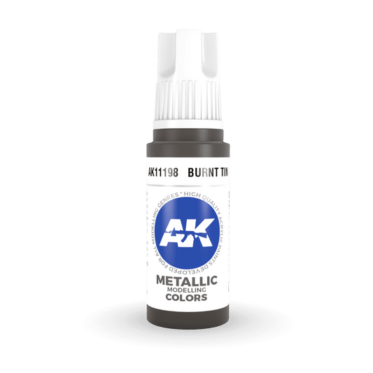 AK Interactive 3rd Generation acrylic paint Burnt Tin 17ml dropper bottle