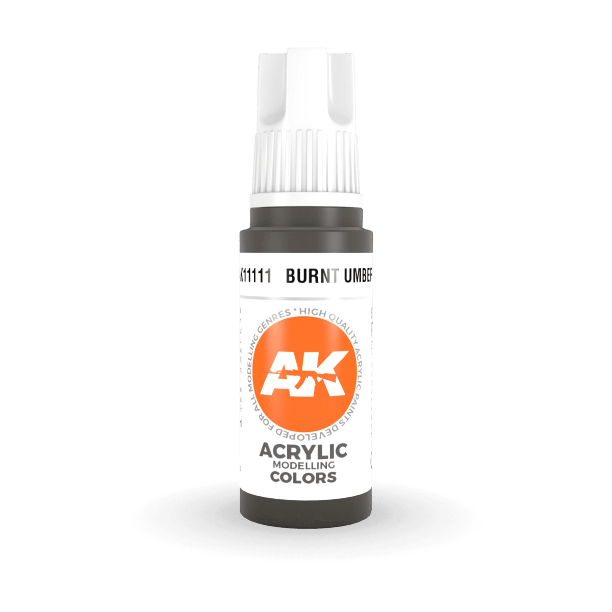 AK Interactive 3rd Generation acrylic paint Burnt Umber 17ml dropper bottle