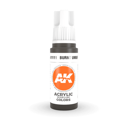AK Interactive 3rd Generation acrylic paint Burnt Umber 17ml dropper bottle