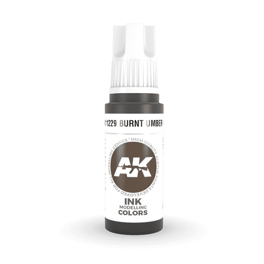 AK Interactive 3rd Generation acrylic paint Burnt Umber INK 17ml dropper bottle