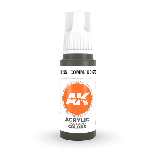 AK Interactive 3rd Generation acrylic paint Command Green 17ml dropper bottle