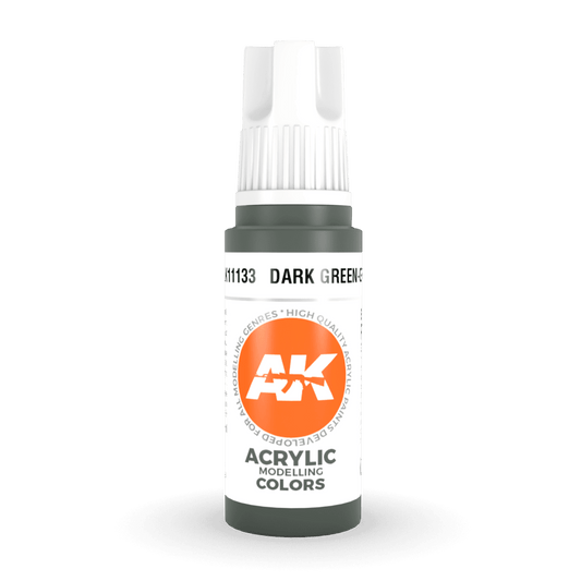 AK Interactive 3rd Generation acrylic paint Dark Green-Grey 17ml dropper bottle