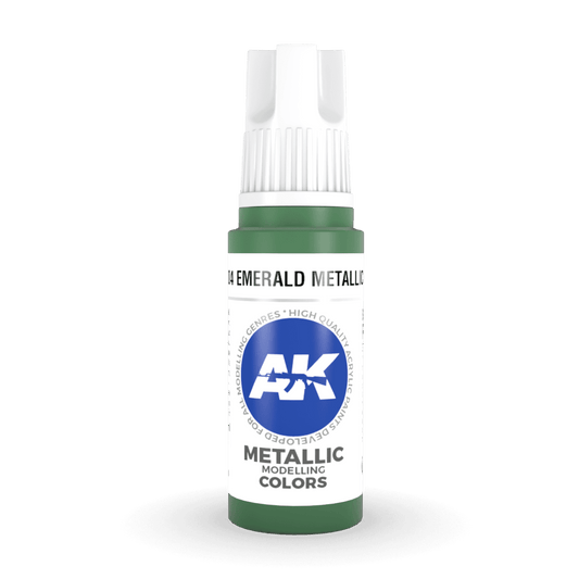 AK Interactive 3rd Generation acrylic paint Emerald Metallic Green 17ml dropper bottle