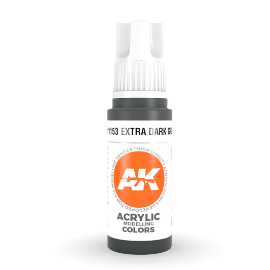 AK Interactive 3rd Generation acrylic paint Extra Dark Green (Formerly "Faded Olive Green") 17ml dropper bottle
