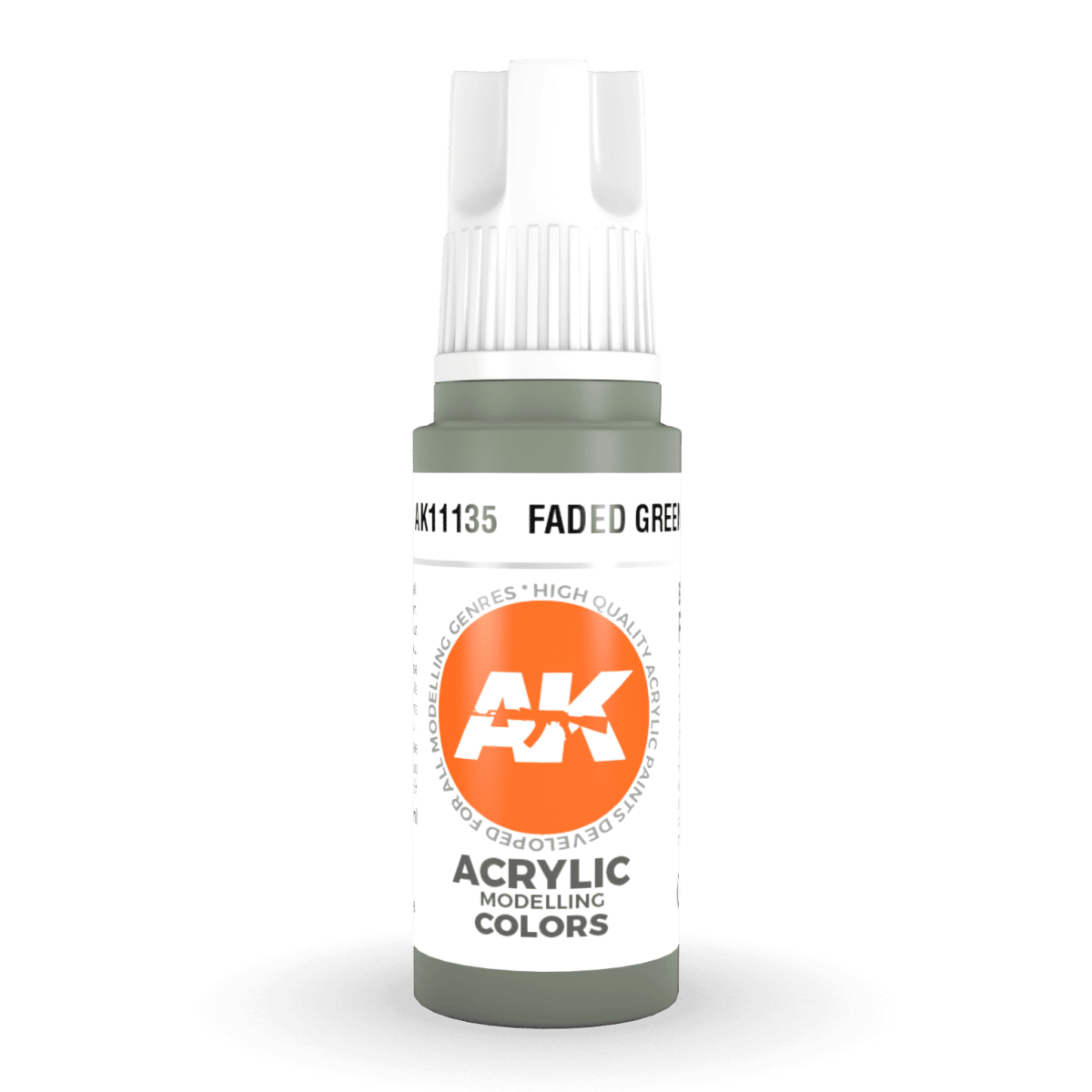 AK Interactive 3rd Generation acrylic paint Faded Green 17ml dropper bottle